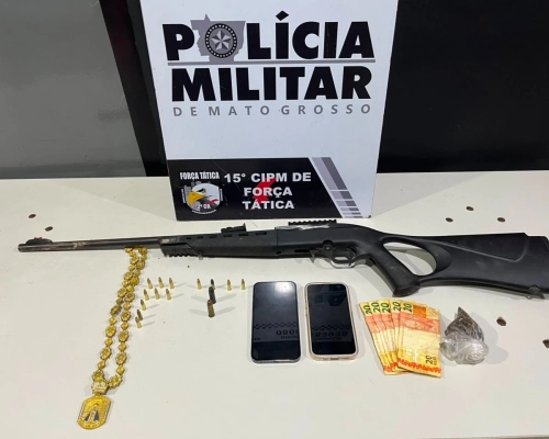 Força Tática prende Faccionado de Poconé que estava foragido e apreende fuzil e munições